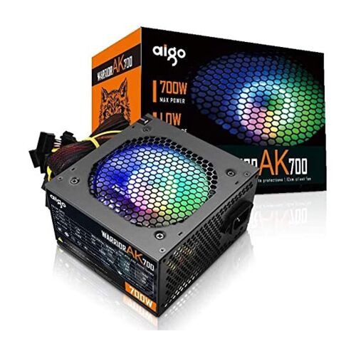 product-name:AIGO Warrior AK700, 700W ATX Power Supply, RGB Silent 120mm Fan,supplier-name:Mania Computer Store