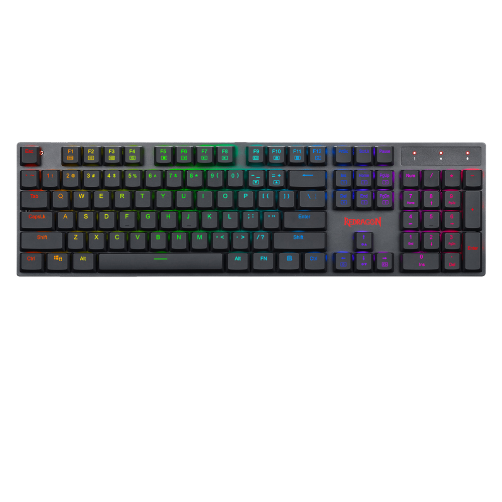 product-name:REDRAGON K535 RGB LED BACKLIT LOW PROFILE WIRED MACRO 104 KEYS RED SWITCHES MECHANICAL GAMING KEYBOARD,supplier-name:Number One Store