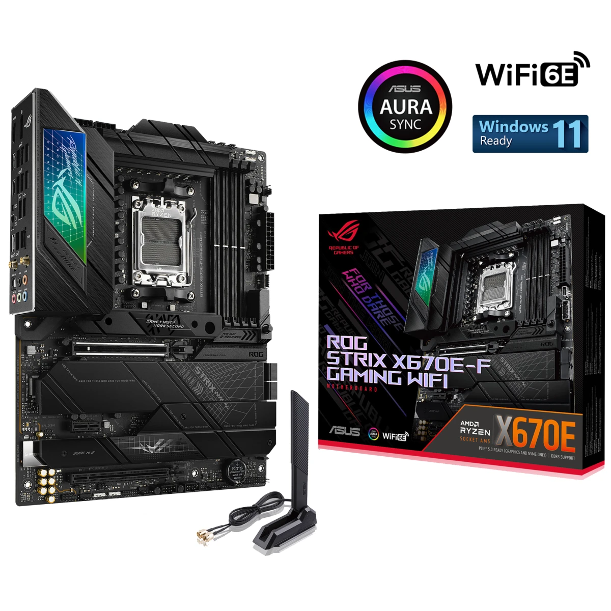 product-name:ASUS ROG Strix X670E-F Gaming WIFI 6E DDR5 AM5 Ryzen 7000 PCIe 5.0 4x M.2 Slots w/ Heatsinks AI Cooling II & Aura Sync),supplier-name:Mania Computer Store