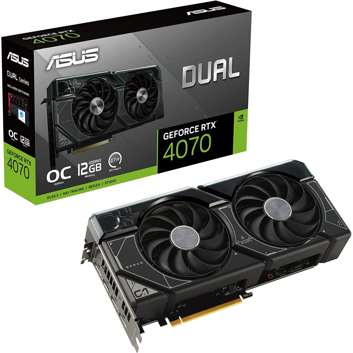 product-name:ASUS Dual Nvidia GeForce RTX 4070 12GB GDDR6X OC Edition PCIe 4.0 Gaming Graphics Card,supplier-name:Mania Computer Store