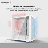 product-name:DeepCool Morpheus ATX+ Modular Airflow Housing w/ Vertical Mount & Gen 4 Riser Cable Tempered Glass 4x Trinity 140mm ARGB Fans - White,supplier-name:Mania Computer Store