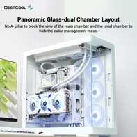 product-name:DeepCool CH780 ATX+ Panoramic Dual Chamber w/ Vertical Mount & Gen 4 Riser Cable Tempered Glass 3x Trinity 140mm ARGB Fans - White,supplier-name:Mania Computer Store