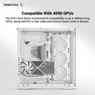 product-name:DeepCool CH780 ATX+ Panoramic Dual Chamber w/ Vertical Mount & Gen 4 Riser Cable Tempered Glass 3x Trinity 140mm ARGB Fans - White,supplier-name:Mania Computer Store