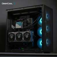 product-name:DeepCool Morpheus ATX+ Modular Airflow Housing w/ Vertical Mount & Gen 4 Riser Cable Tempered Glass 4x Trinity 140mm ARGB Fans - Black,supplier-name:Mania Computer Store