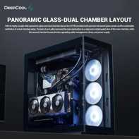 product-name:DeepCool CH780 ATX+ Panoramic Dual Chamber w/ Vertical Mount & Gen 4 Riser Cable Tempered Glass 3x Trinity 140mm ARGB Fans - Black,supplier-name:Mania Computer Store