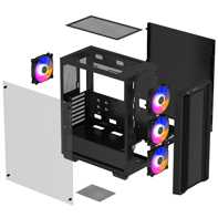 product-name:DEEPCOOL CC560 FS Mid-Tower Gaming Case Pre-Installed 3 x 120mm RGB Fans - Black,supplier-name:Mania Computer Store