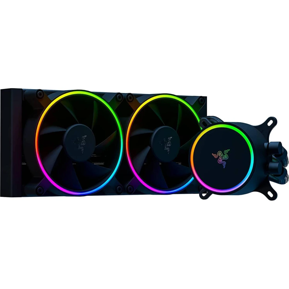 product-name:Razer Hanbo Chroma 240mm All-In-One Liquid Cooler aRGB Pump Cap Quiet Powerful aRGB Fans Silent PWM Fan RGB Chroma,supplier-name:Mania Computer Store