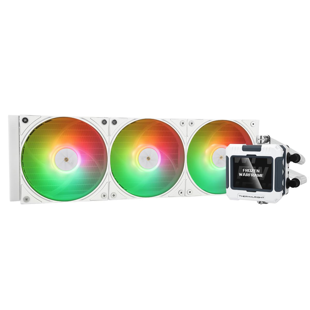 product-name:Thermalright Frozen Warframe 360 White ARGB CPU Liquid Cooler w/ 2.4" IPS LCD Display For Pictures, GIF Animations, High Performance AIO w/ 3x TL-P12W-S Fans, LGA1700,supplier-name:Mania Computer Store