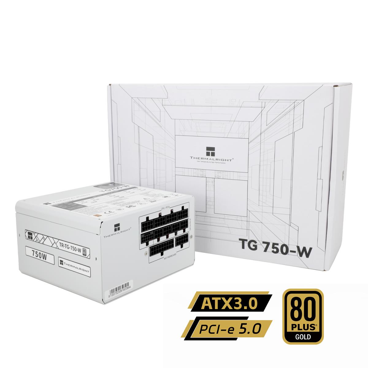 product-name:Thermalright (TG-750-W) Gold 750W (ATX 3.0) PCIE 5.0 (12VHPWR) 80 Plus Gold Full Modular, Smart Fan - Power Supply (White),supplier-name:Mania Computer Store