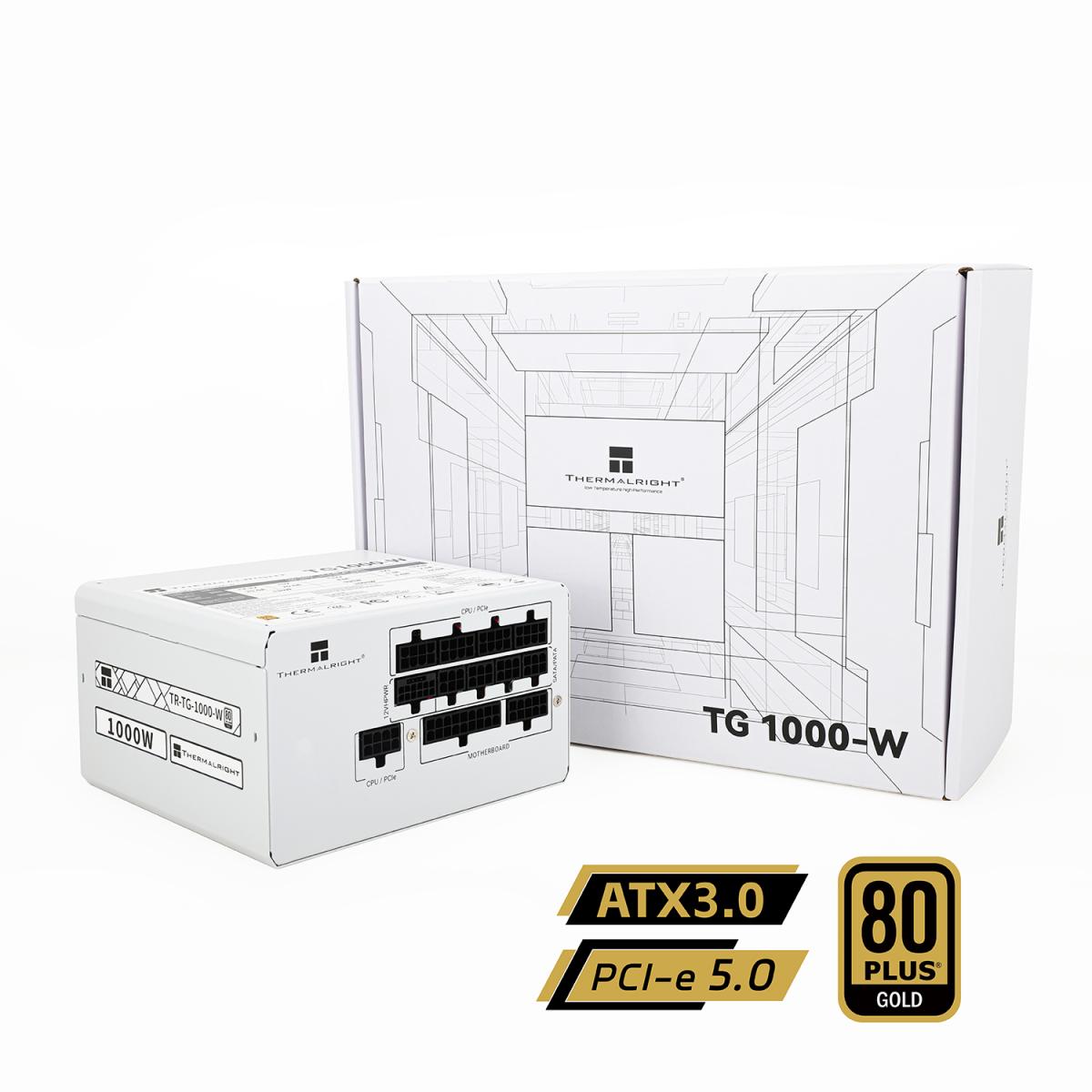 product-name:Thermalright (TG-1000-W) Gold 1000W (ATX 3.0) PCIE 5.0 (12VHPWR) 80 Plus Gold Full Modular, Smart Fan - Power Supply (White),supplier-name:Mania Computer Store