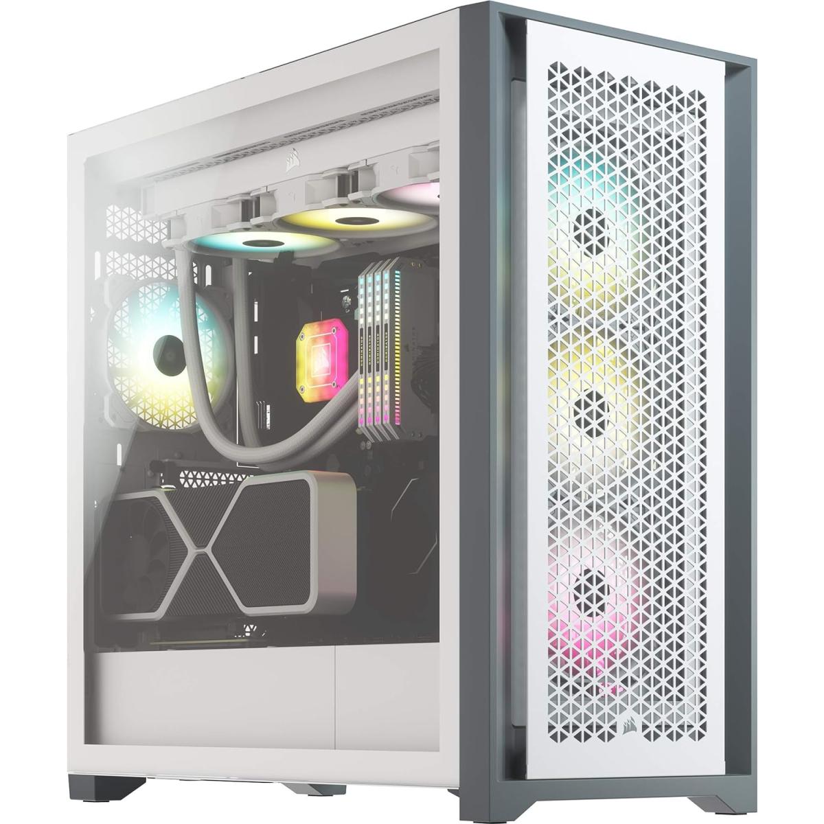 product-name:Corsair iCUE 5000D AIRFLOW Tempered Glass Mid-Tower ATX Gaming Case, High-Airflow Front Panel Includes 2x 120mm Fans-White,supplier-name:Mania Computer Store